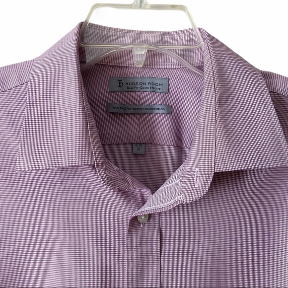 Hudson Room Mens Slim Fit Purple Shirt, 16 1/2, 32 - Picture 2 of 5